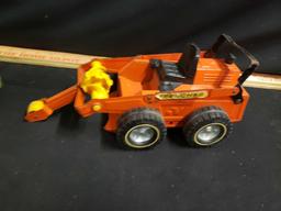 Metal toy trencher and crane truck