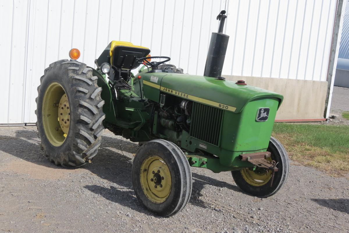 John Deere 830 diesel utility tractor, 13.6/28 rear, 6.10/16 front, 8-speed, power