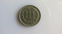 1866 Three Cent Nickel Choice XF