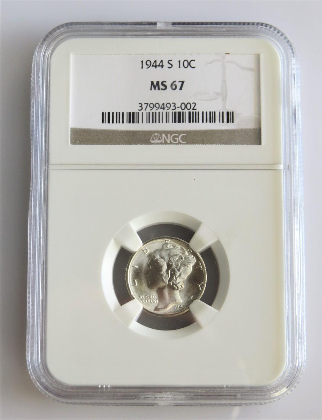 1944-S Mercury Dime - NGC MS67