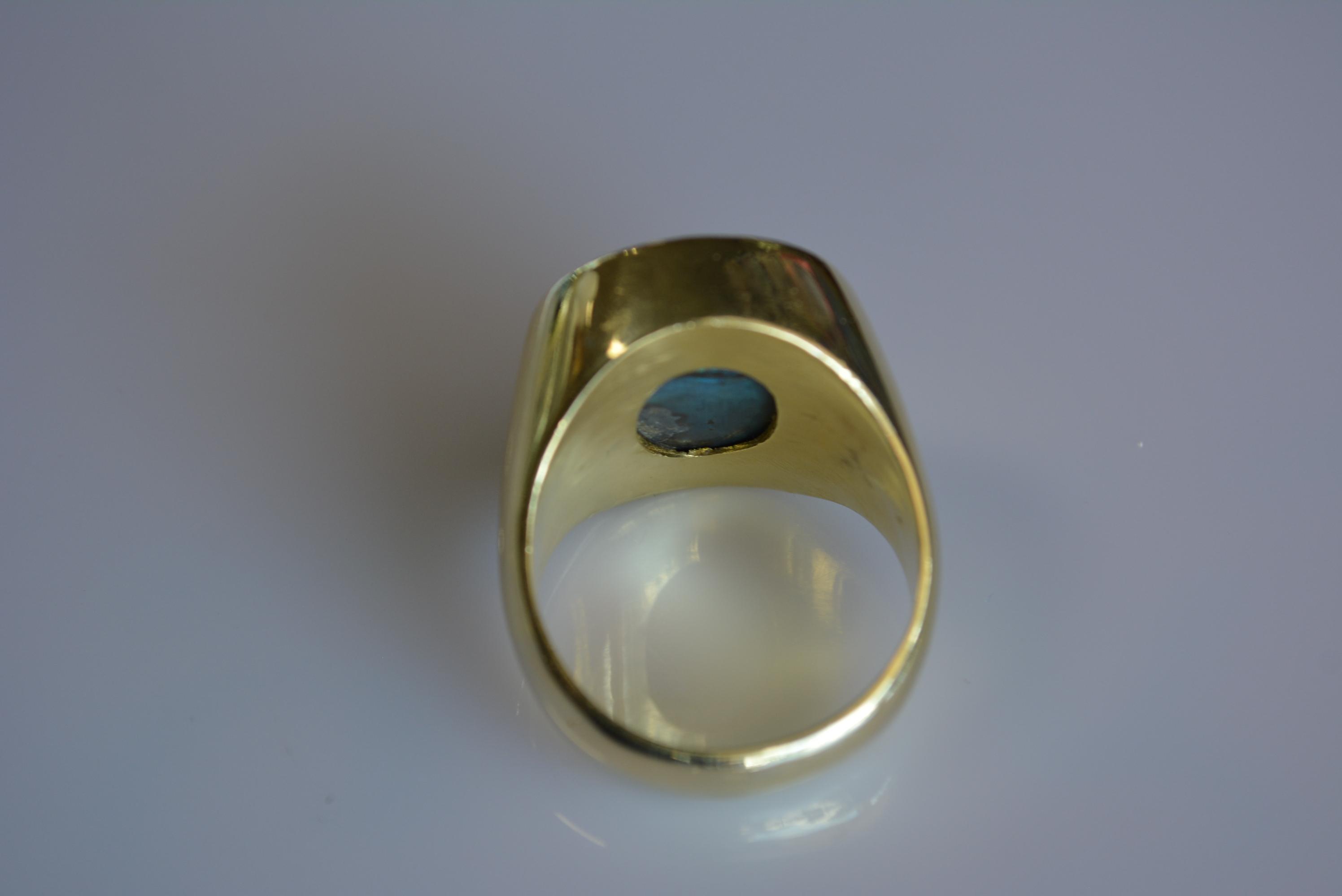 Yellow Gold Heavy Luxury Opal and Diamond Ring