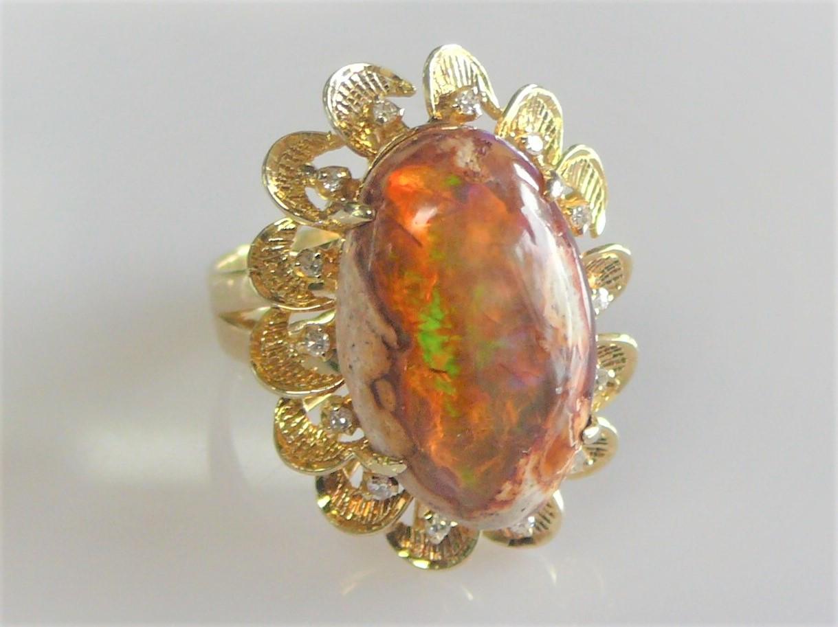 Custom 14k Boulder Opal Cocktail Ring