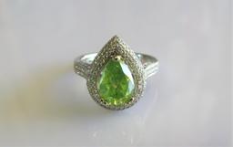 18k Green Diamond Engagement Ring