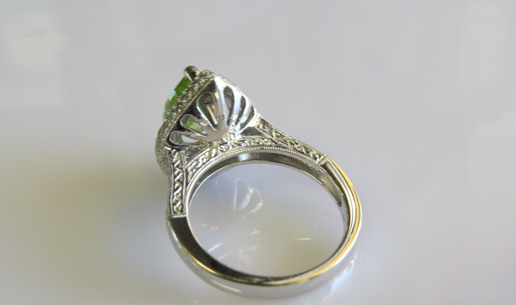 18k Green Diamond Engagement Ring