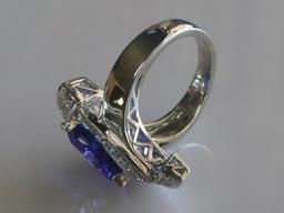 Tanzanite and Diamond Ring White Gold 18k