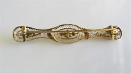 14KT Art Nouveau Bar Brooch