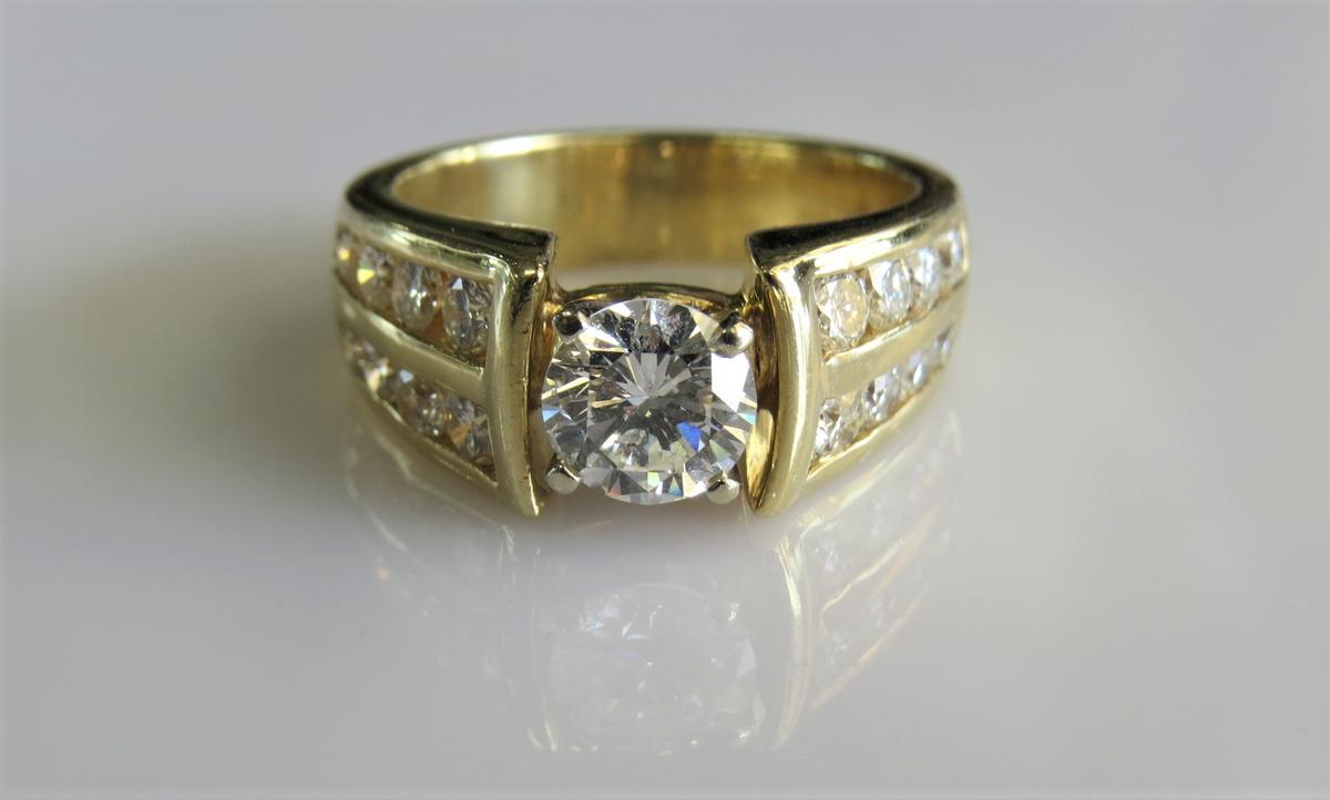 14K Yellow Gold Channel Set Diamond Ring