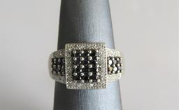 14K White Gold Black and White Diamond Cocktail Ring