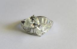 Platinum and Diamond Vintage Bypass Ring