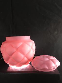 Tiffin Glass Pink Jar With Lid