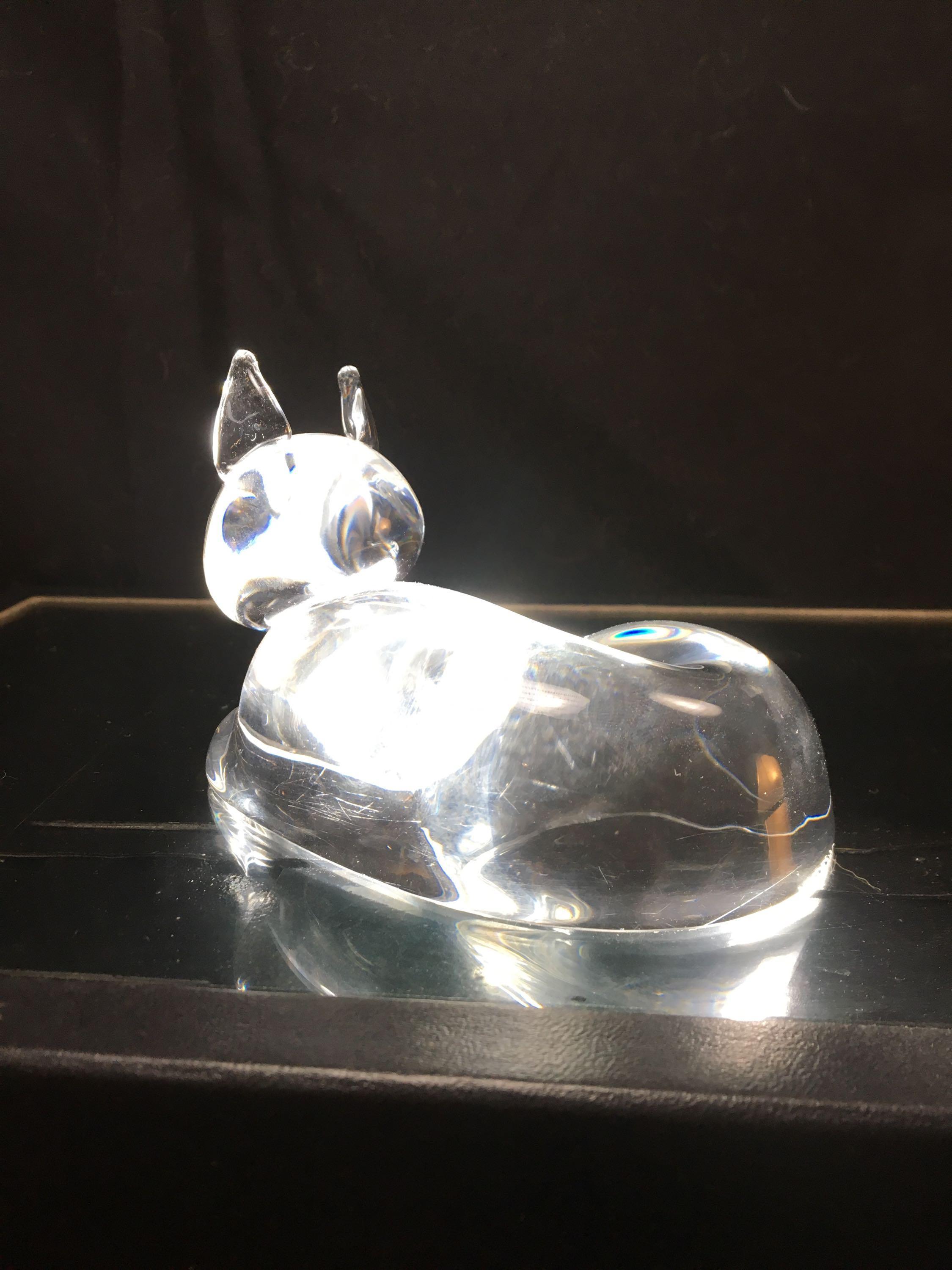 Steuben Signed Glass Art Cat