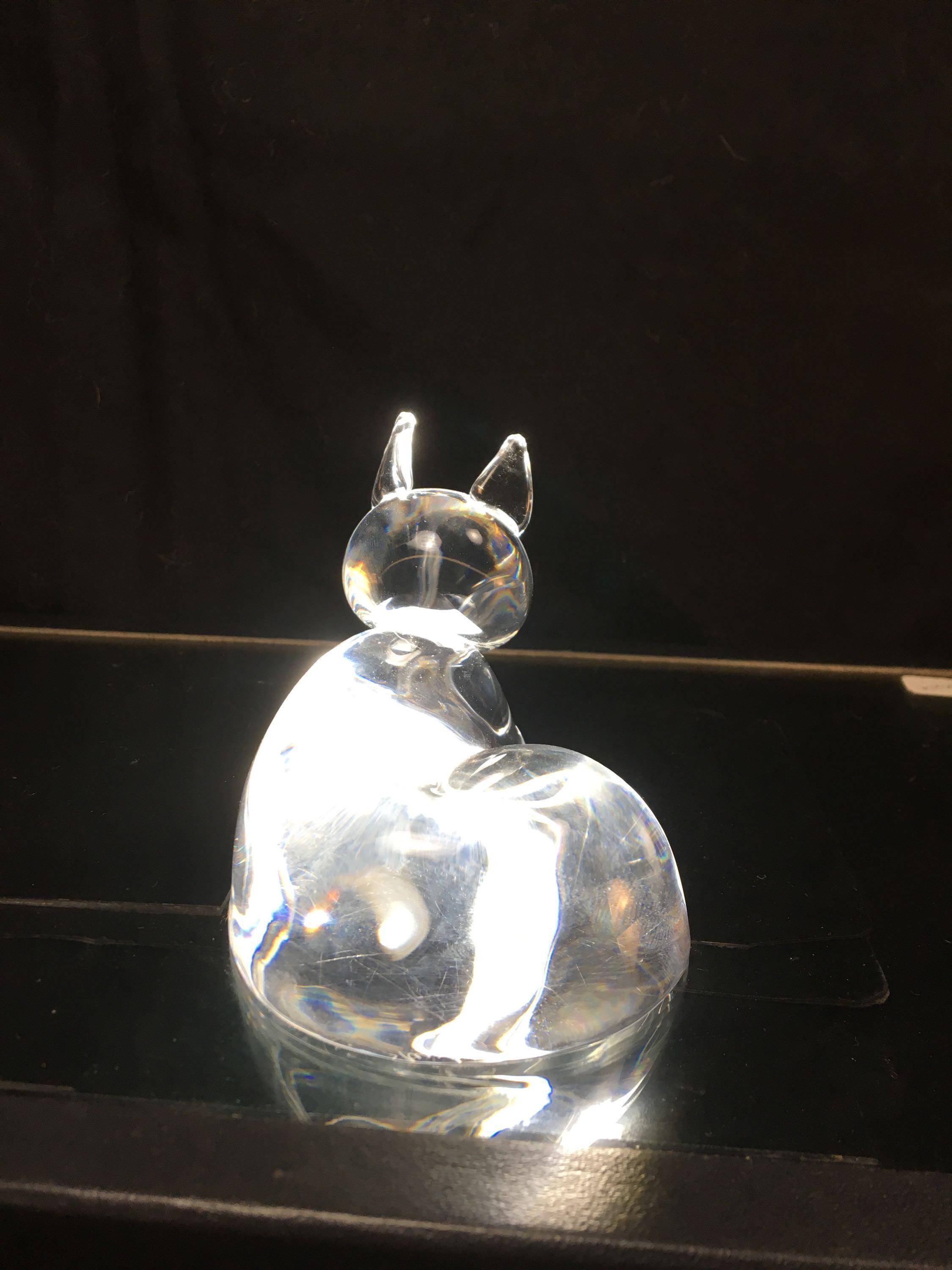 Steuben Signed Glass Art Cat