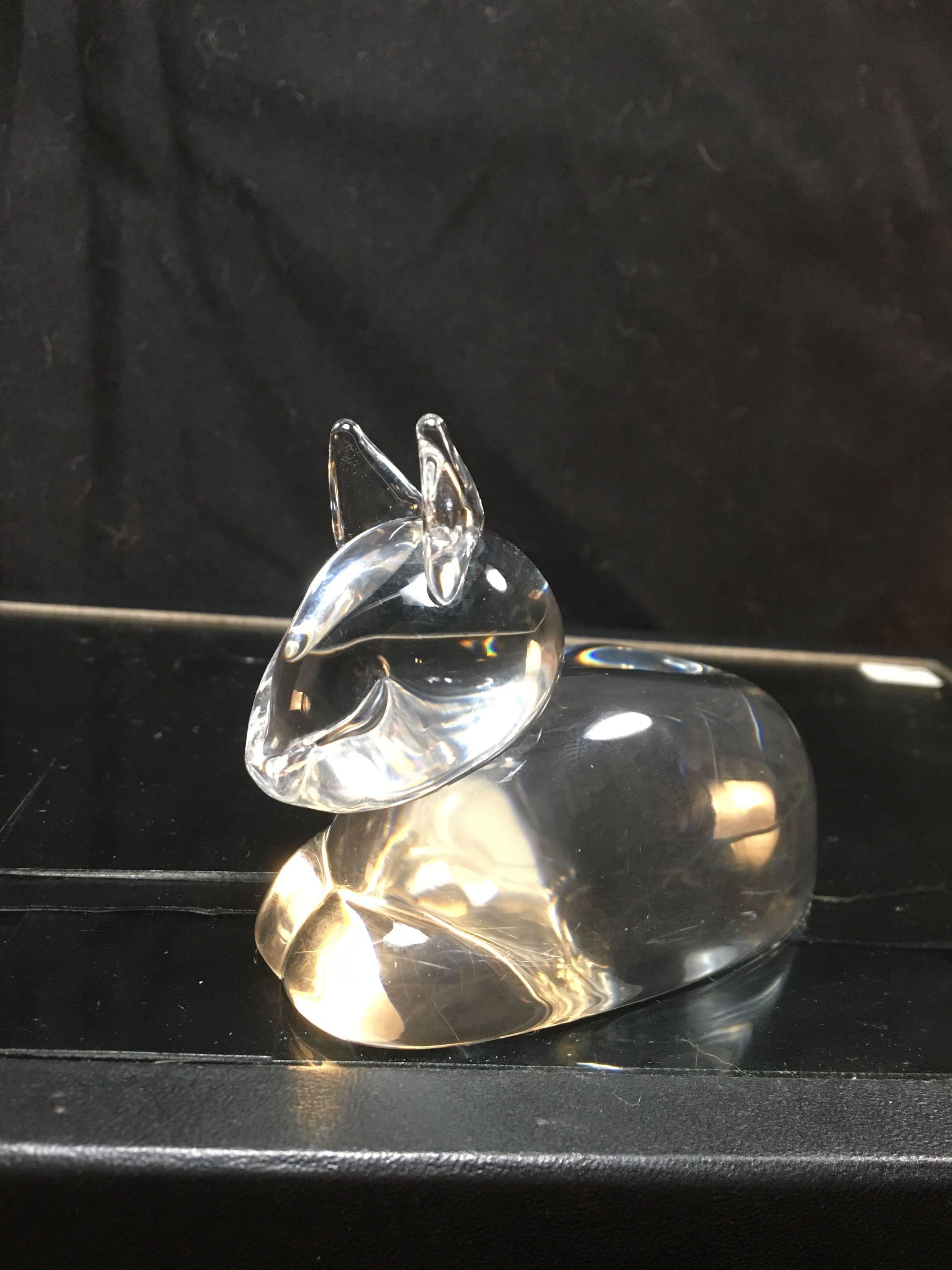 Steuben Signed Glass Art Cat