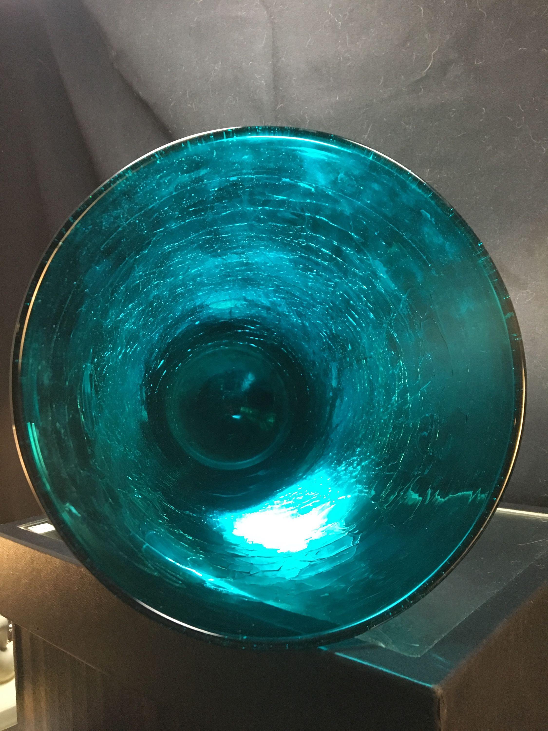 Large Hand Blown Crackle Glass Vase