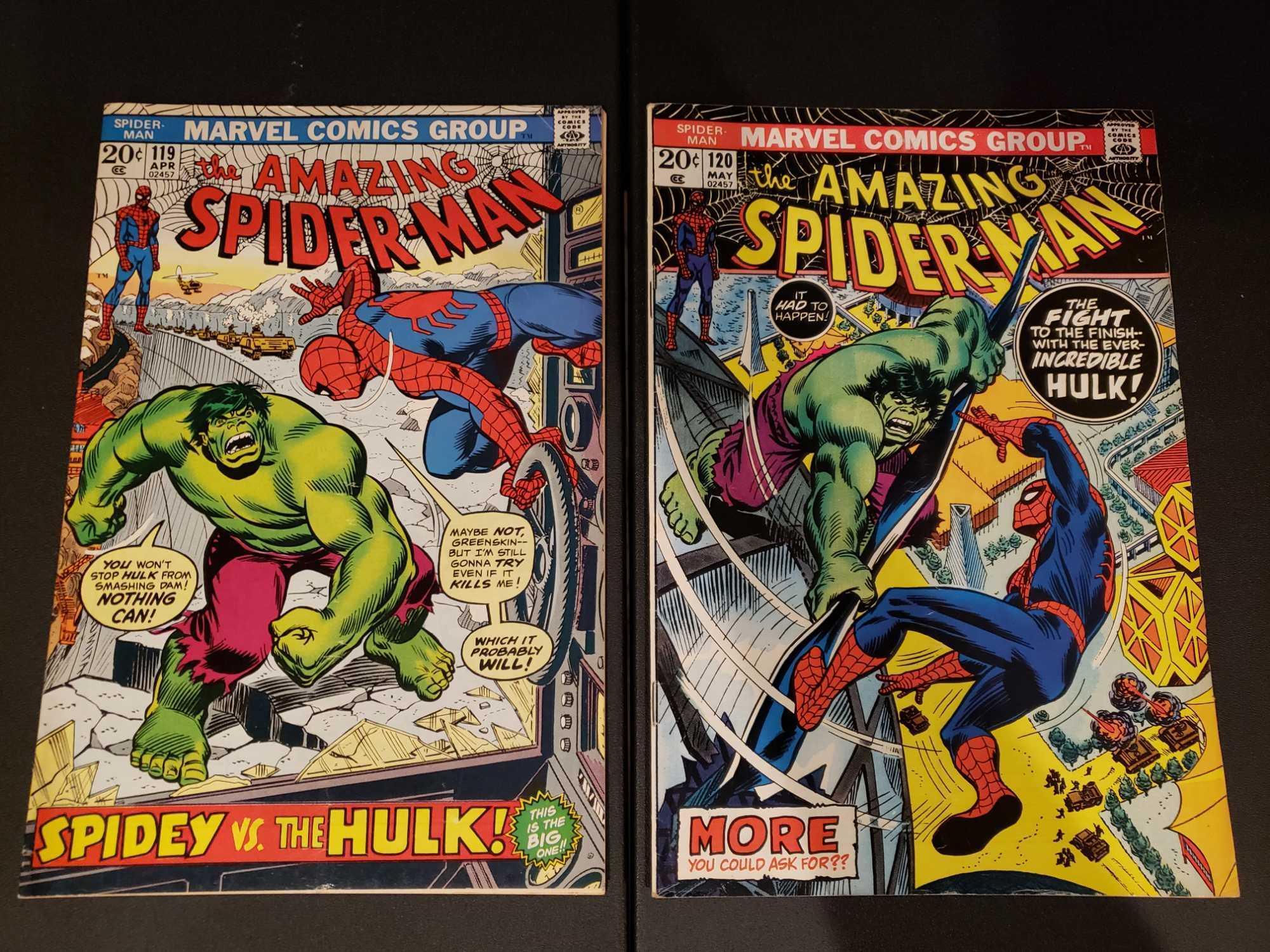 Marvel Bronze Age Comics AMAZING SPIDER-MAN 119 120 Spidey vs Hulk