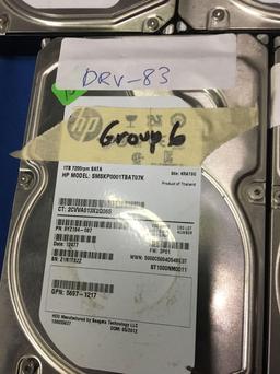 Five HP 1TB Capacity Hard Drives