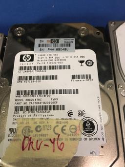 Eight HP SAS Drives