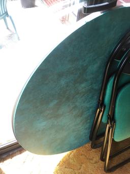 Retro Green Top Card Table With Two Chairs