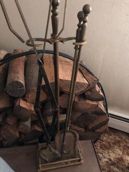 Fireplace Log Holder with all Logs and Utensils