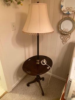 Wood Base Floor Lamp Side Table