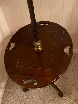 Wood Base Floor Lamp Side Table