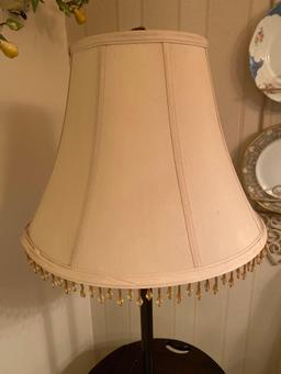 Wood Base Floor Lamp Side Table