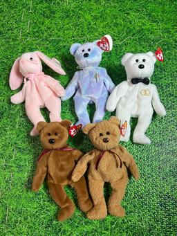 5 Vintage Beanie Babies with tags