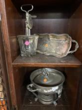 Silver Plate Servers, Mantle Clock, Kitchen Mixer and Misc