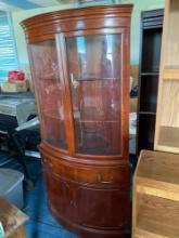 Vintage Hard Wood Corner Cabinet With Side Table