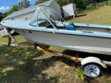 Single Axle Boat Trailer With Johnson Outboard Motor & Misc.