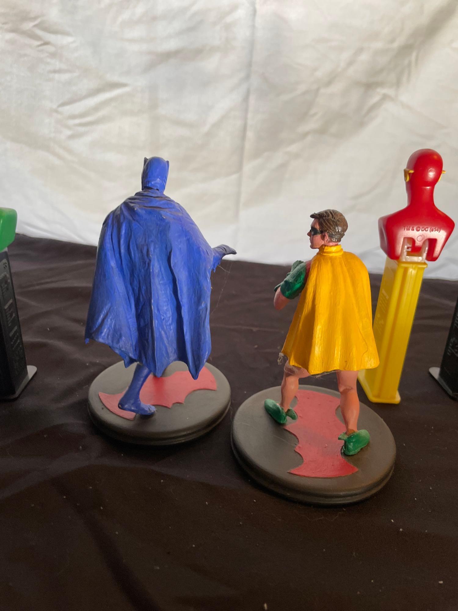 DC Comics Figures, Pez Dispensers, and Glass