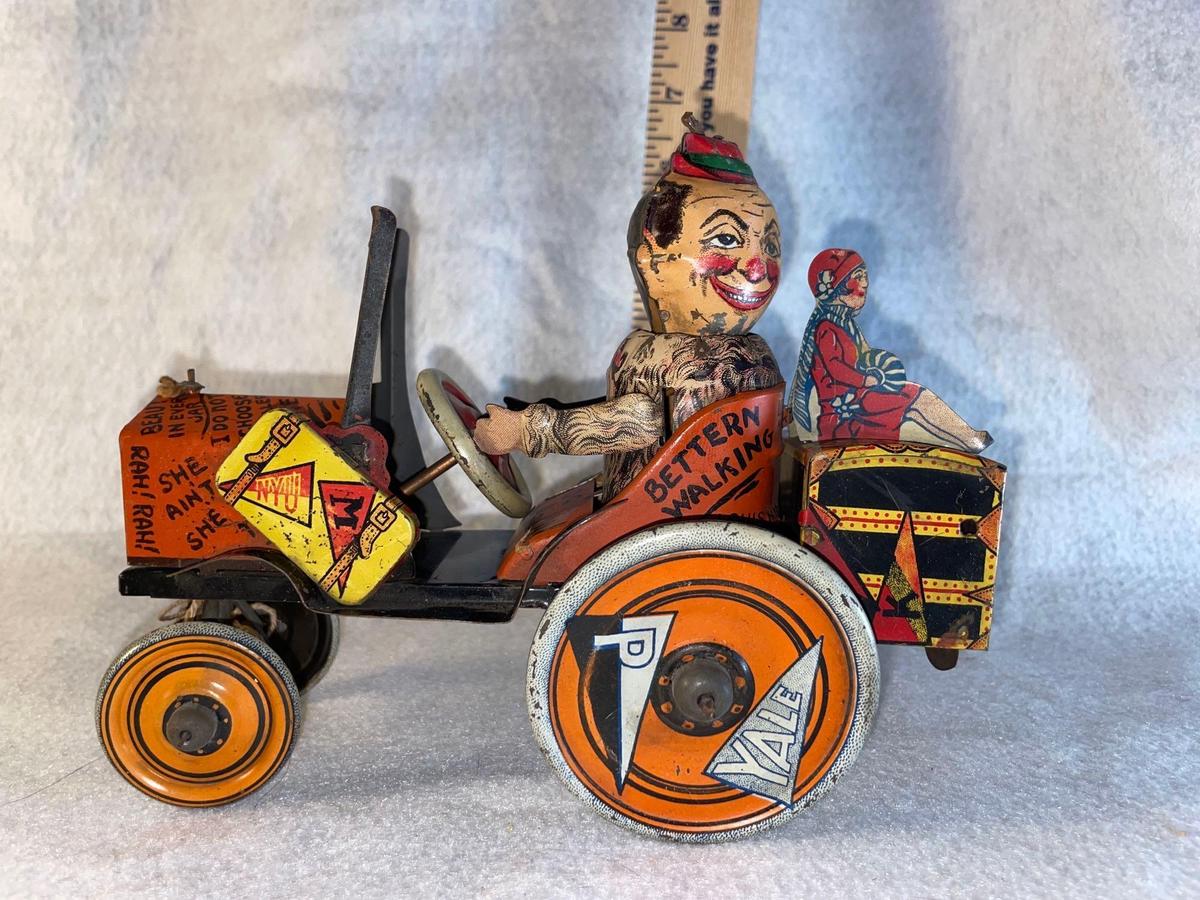 1920s Louis Marx Tin Whoopee College Crazy Car