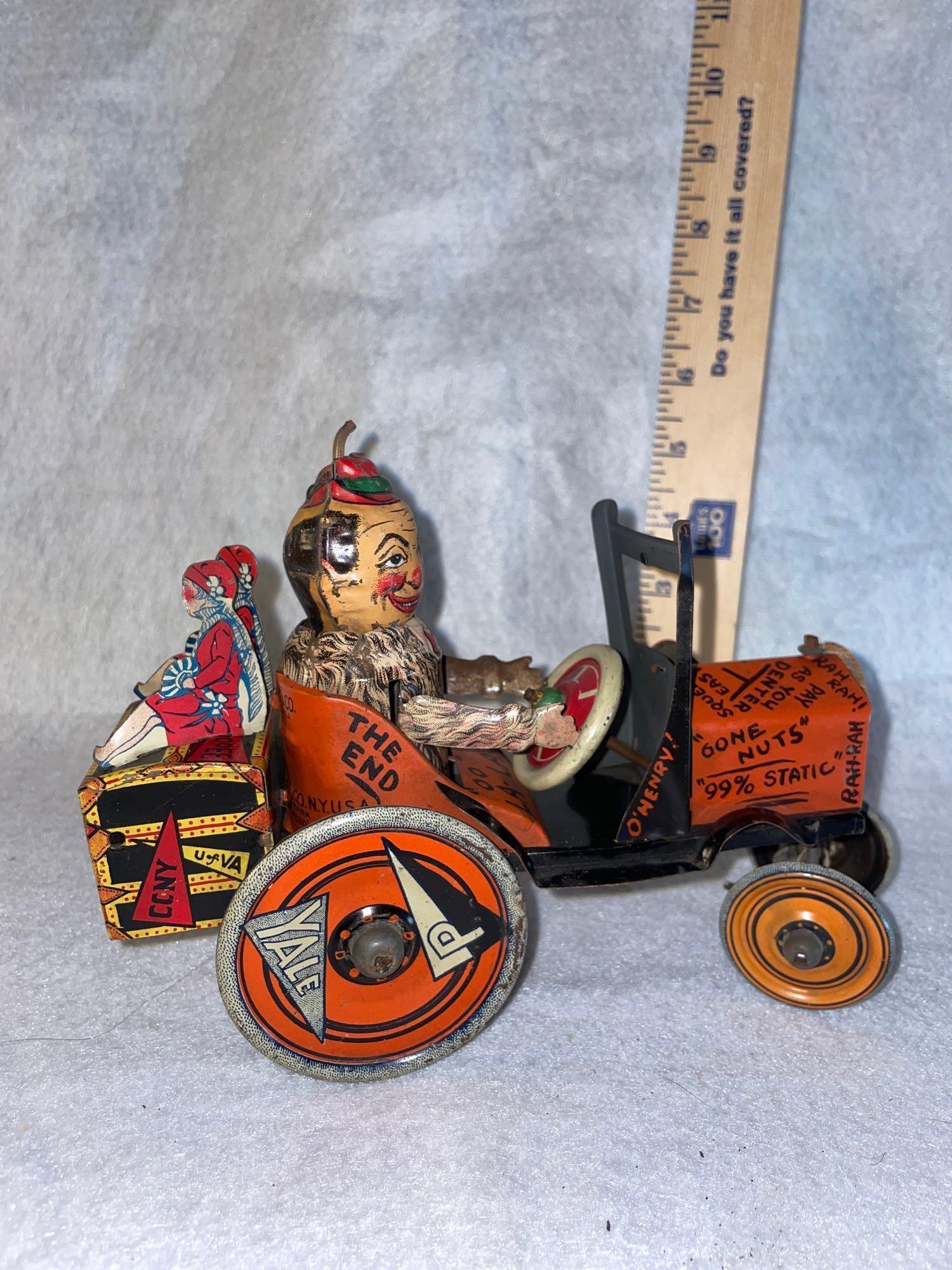 1920s Louis Marx Tin Whoopee College Crazy Car