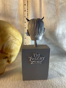 Twilight Zone Bobblehead, Vtg Replica Skull and Large Skull Mug