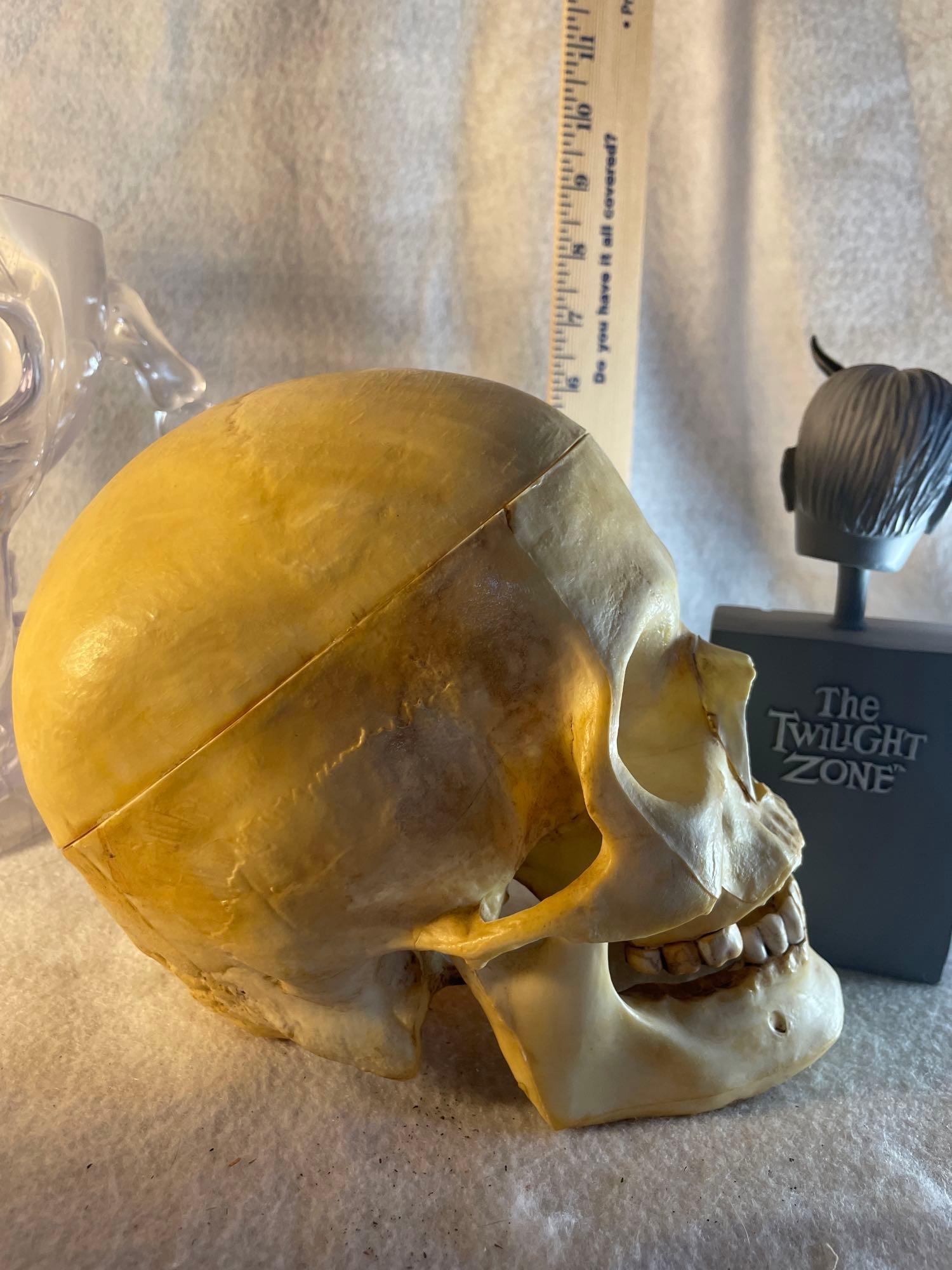 Twilight Zone Bobblehead, Vtg Replica Skull and Large Skull Mug
