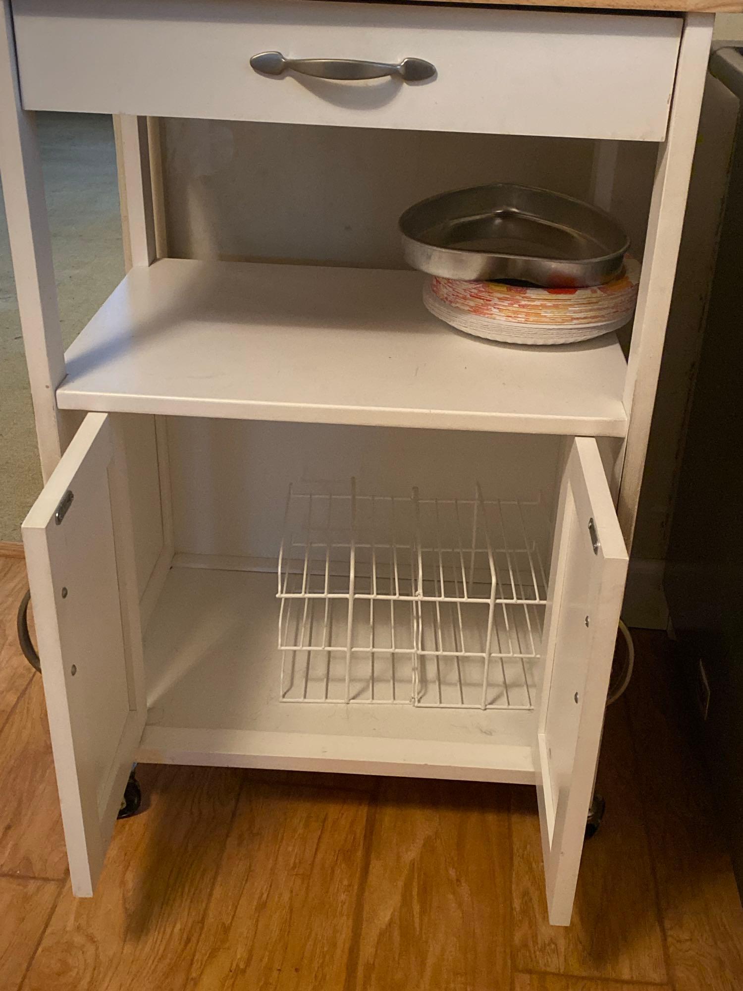 Rolling Cart With Utensil Drawers & Drying Rack