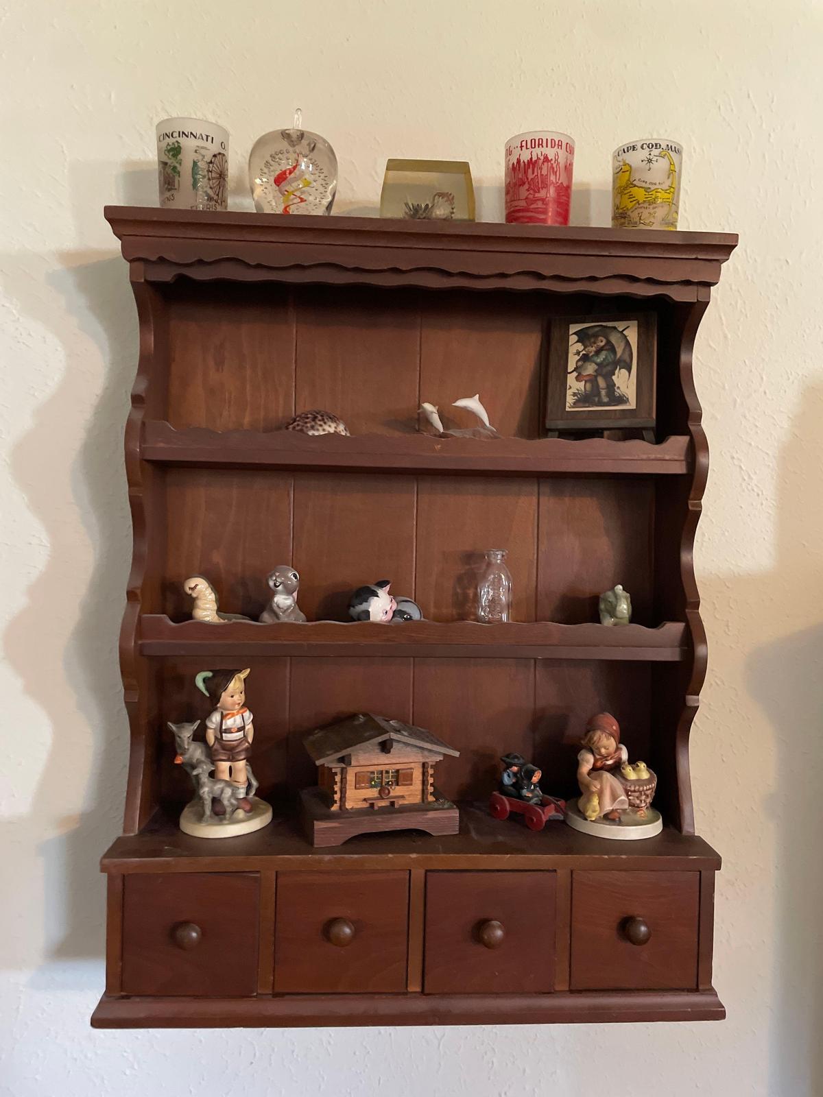 Wall Shelf With Assorted Vintage Items