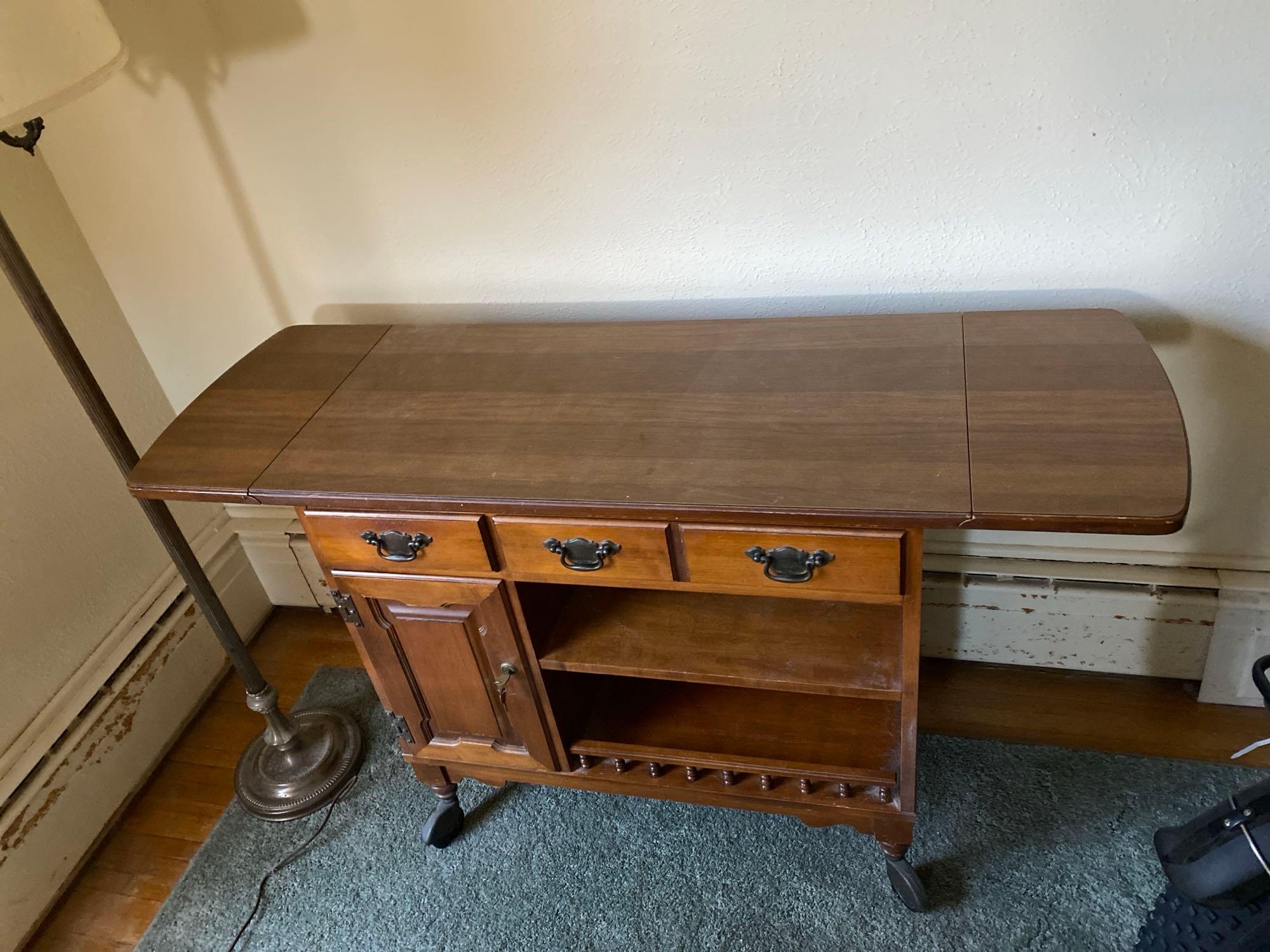 Classic Young Republic Maple Rolling Cocktail Cart