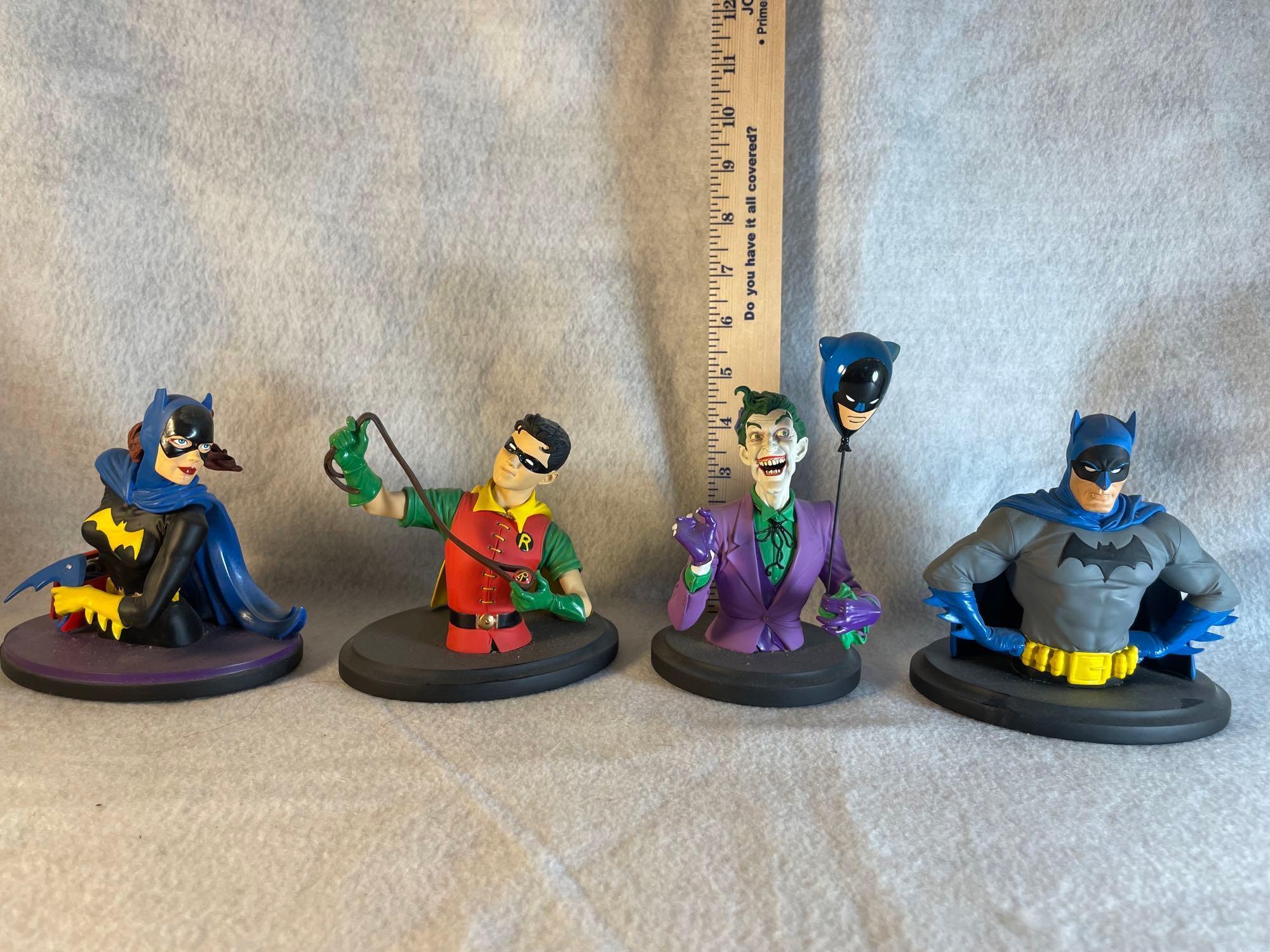 Batman, Robin, The Joker, and Batgirl Mini Busts