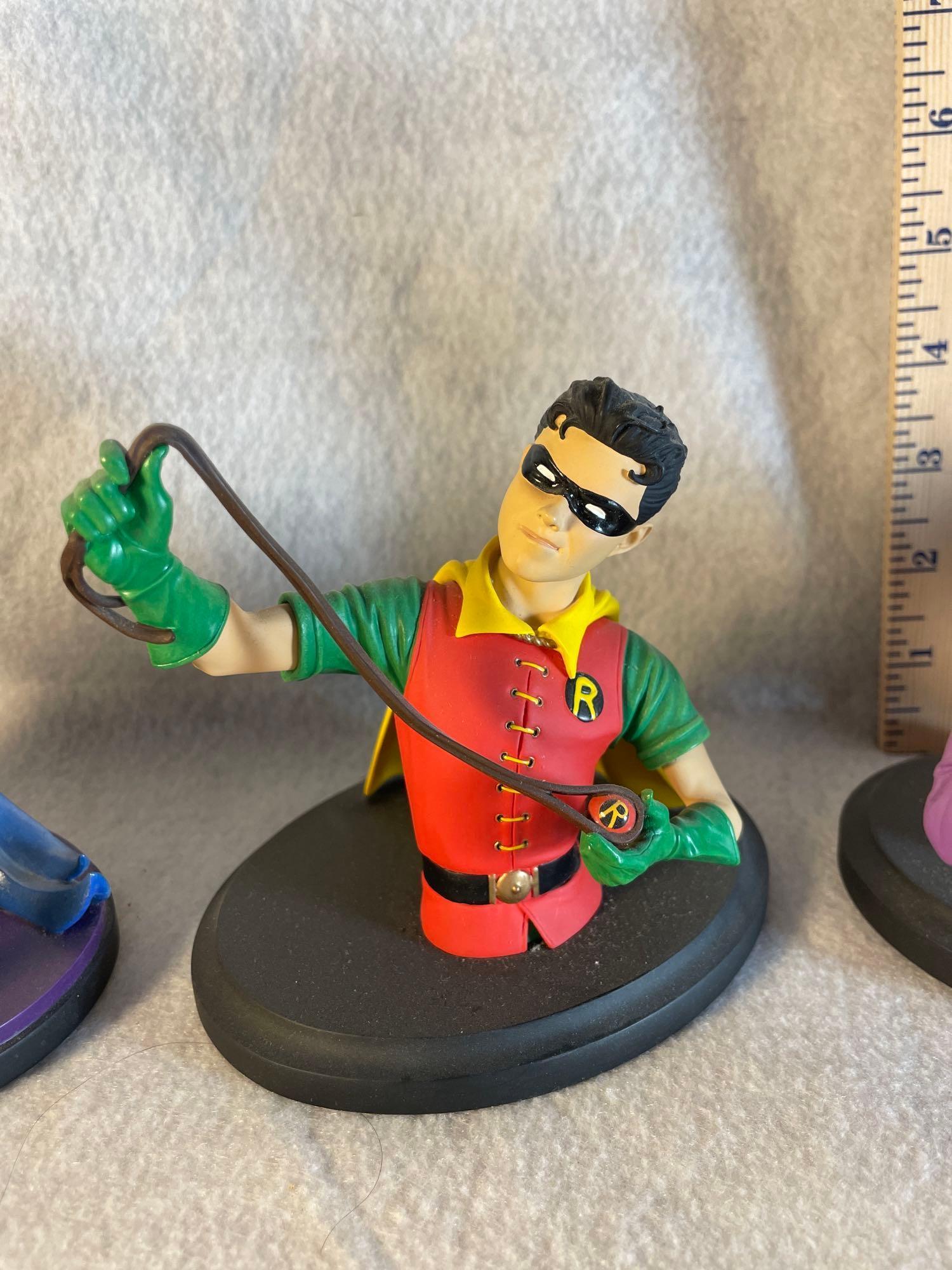 Batman, Robin, The Joker, and Batgirl Mini Busts
