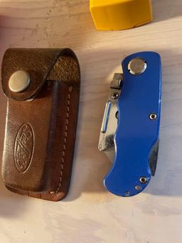 Vtg Pocket Knife, Utility Knife, Insulator and Flashlights