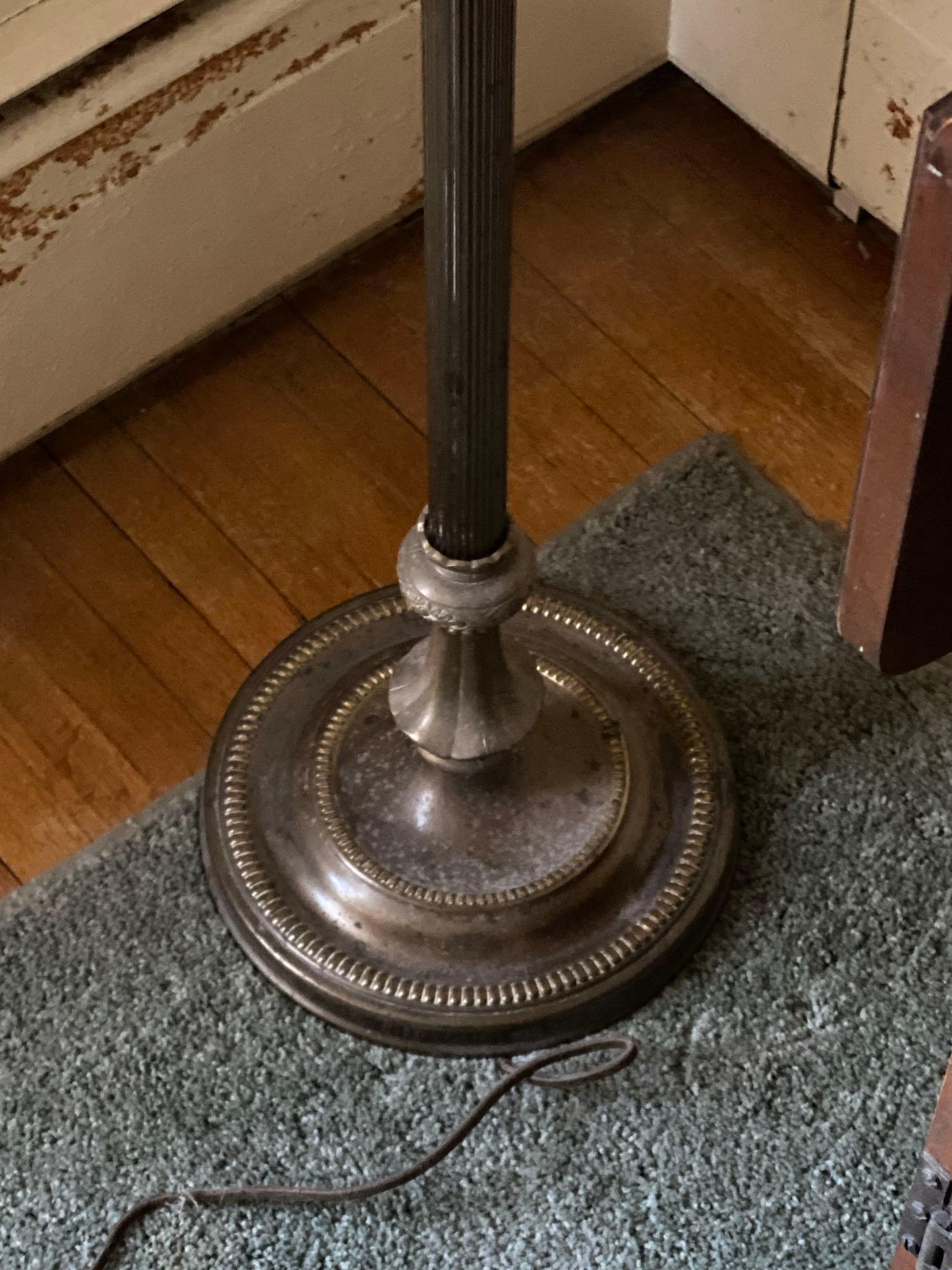 Two Matching Vintage Metal Base Floor Lamps With Floor Lamp