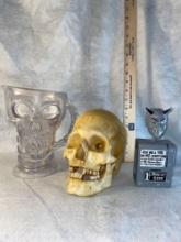 Twilight Zone Bobblehead, Vtg Replica Skull and Large Skull Mug