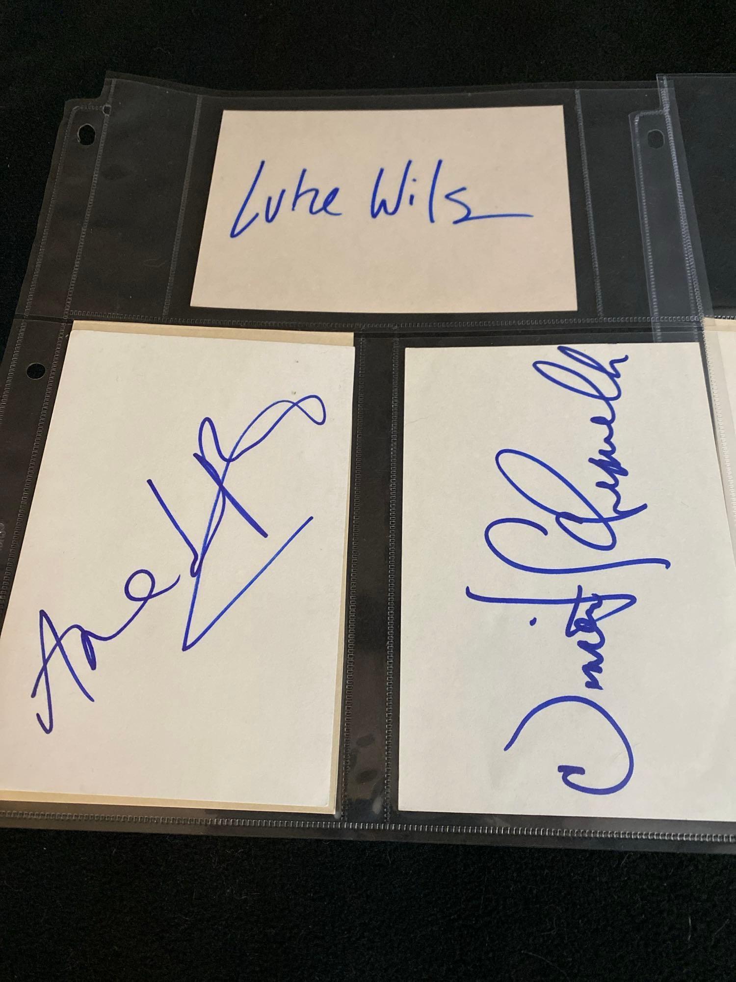 Nine Assorted Autographs Including Jack Black & Luke Wilson