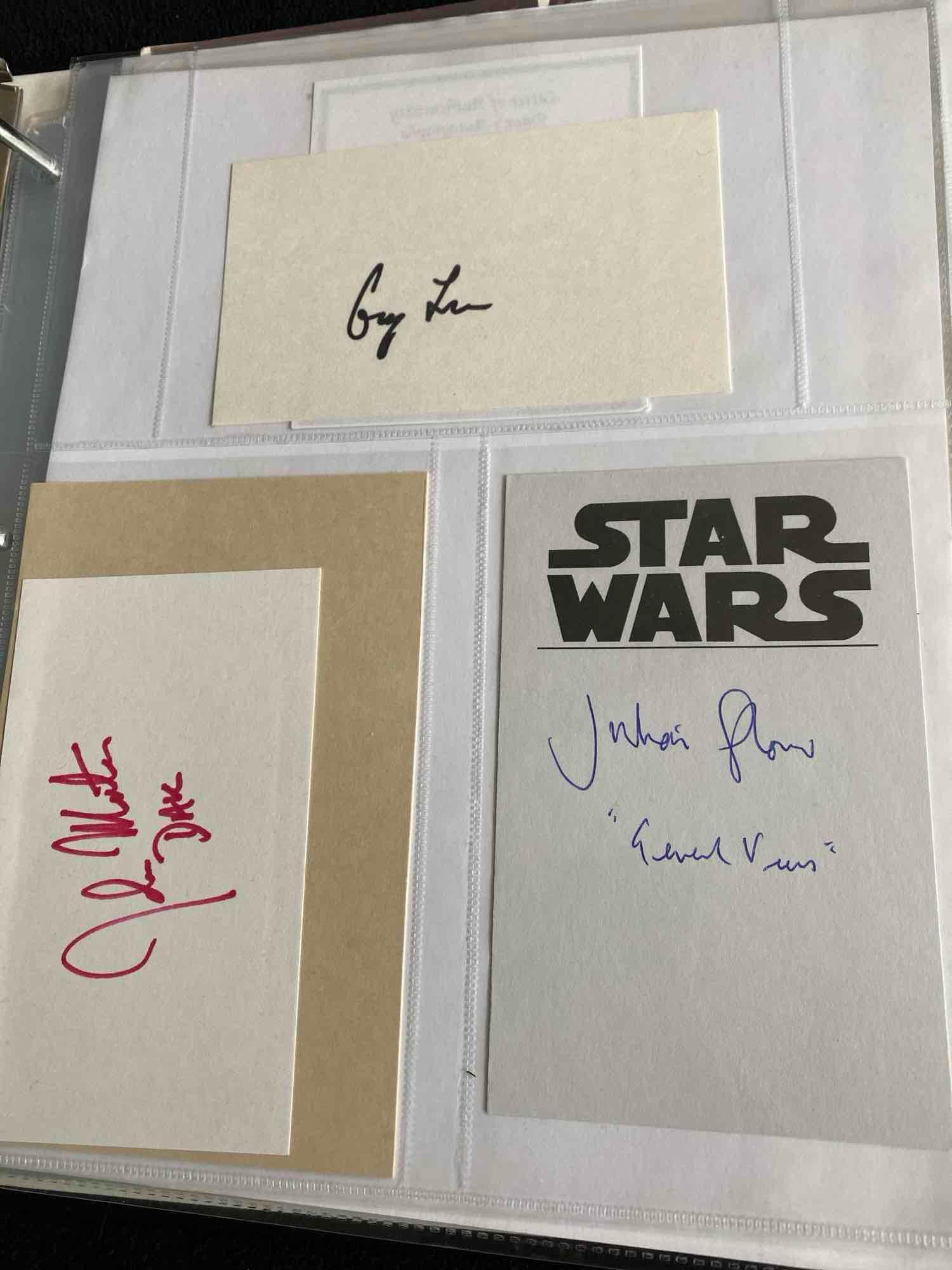 Three Signed Star Wars Photos With Celebrity Signature Cards