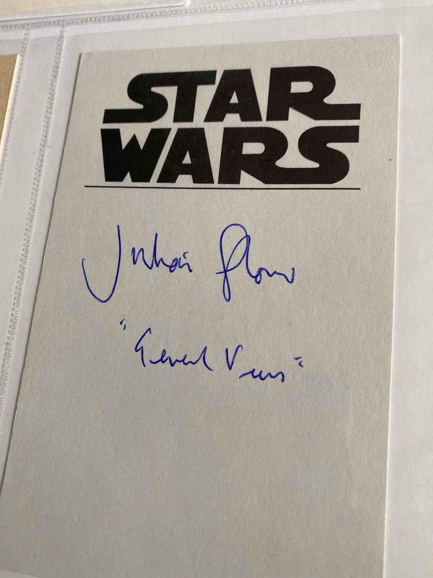 Three Signed Star Wars Photos With Celebrity Signature Cards
