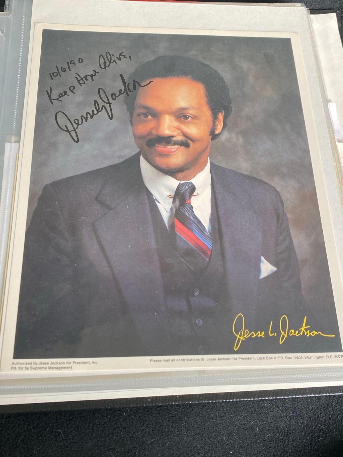 Jesse Jackson Presidential Attempt Signed Photo With Assorted Autograph Cards