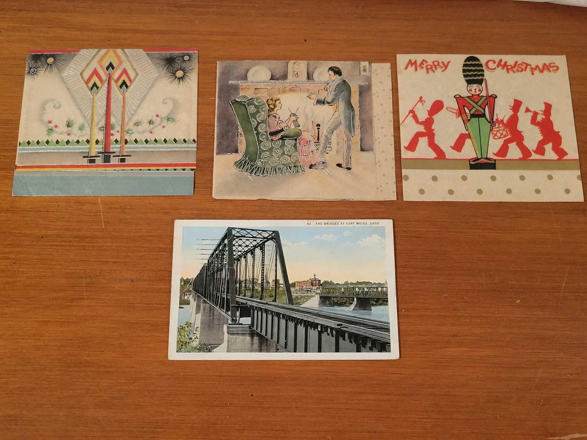 Vintage Christmas Cards W/ Antique Post Card