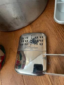 Vtg Ice Trays, Aluminum Kettle and Misc