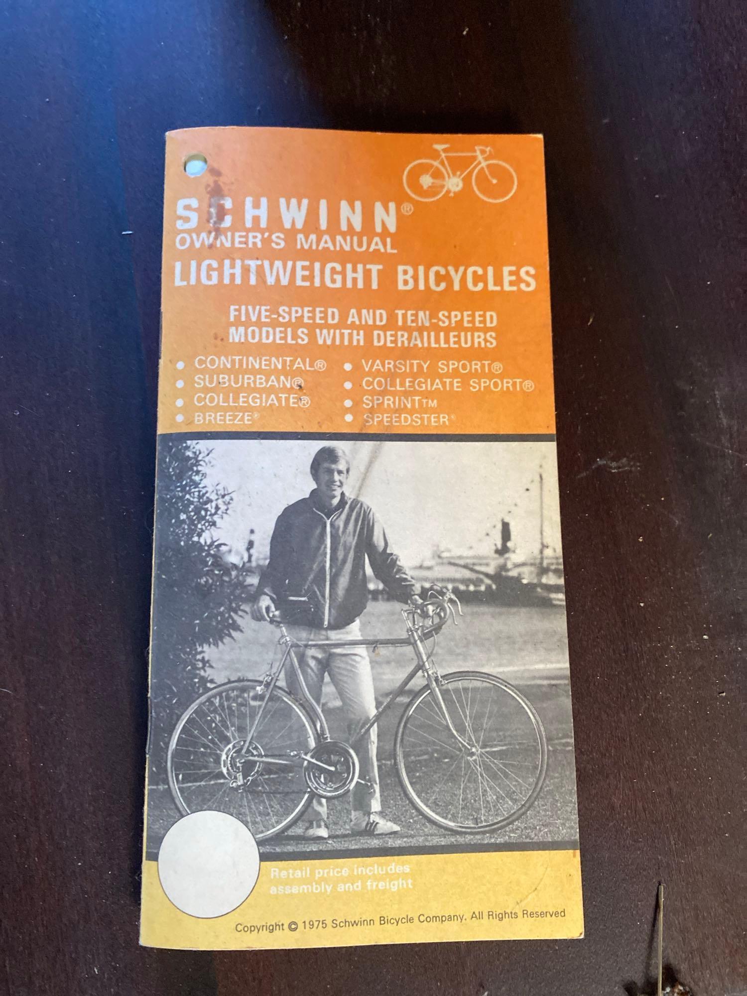 Yellow Varsity Schwinn Male Bicycle With Original Purchase Paperwork